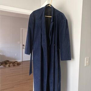Chic Navy Blue Cotton Robe